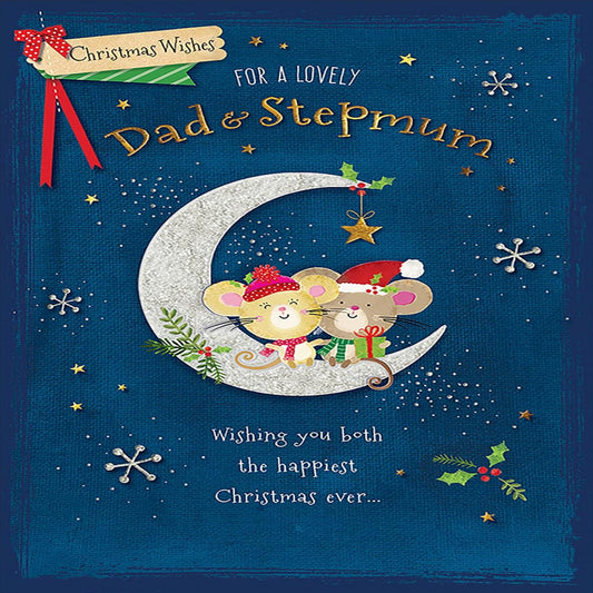 Piccadilly Greetings Christmas Card for Dad & Stepmum - 9 x 6 inches