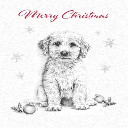 Piccadilly Greetings Christmas Card for Dog Lovers – Cockapoo Puppy & Baubles Design - 8 x 6 inches