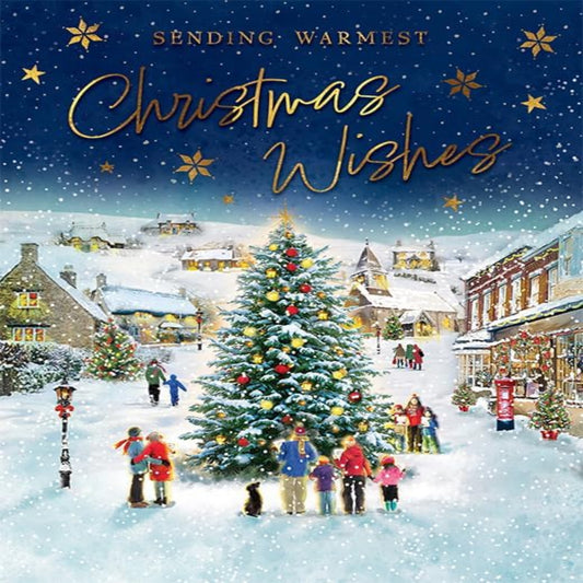 Piccadilly Greetings Open Christmas Card – Town Tree Design - 8 x 6 inches