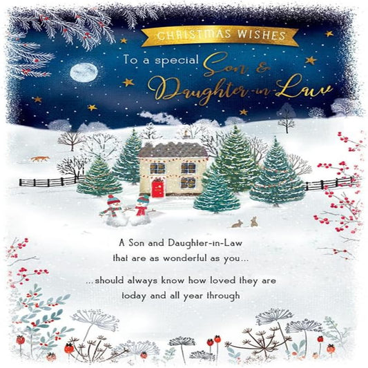 Piccadilly Greetings Christmas Card for Son & Daughter-in-Law  - 9 x 6 inches