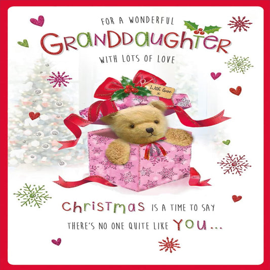 Piccadilly Greetings Cute Granddaughter Christmas Card - 9 x 6 inches