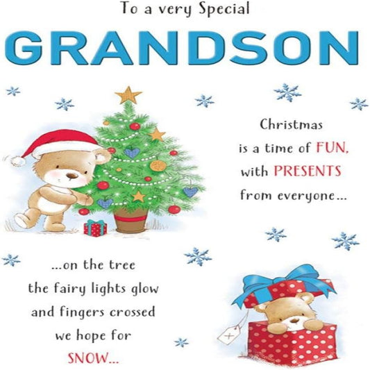 Piccadilly Greetings Cute Grandson Christmas Card    -    9 x 6 inches
