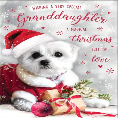 Piccadilly Greetings Cute Photo Christmas Card for Granddaughter  –   7 x 5 inches