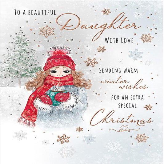Piccadilly Greetings Daughter Christmas Card    –     Character Design    -     9   x   6 inches