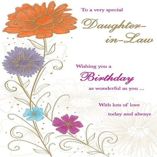 Piccadilly Greetings Daughter-in-Law Birthday Card  –   Colourful   -  9 x 6 inches