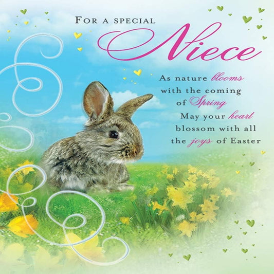 Piccadilly Greetings  Easter Card for Niece  -  Blue  -  8 x 6 inches