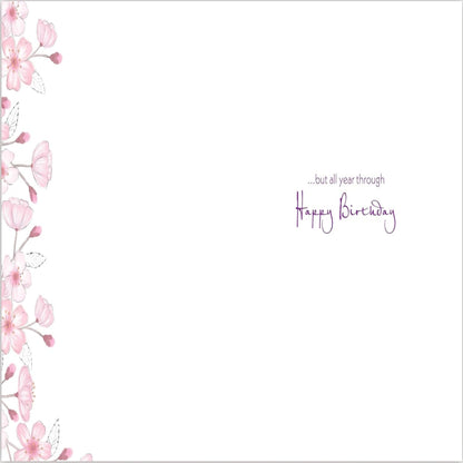 Piccadilly Greetings Female Birthday Card   –   Pink Blossom Design   -    8  x  6 inches