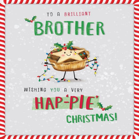 Piccadilly Greetings Funny Brother Christmas Card  –  Mince Pie Humour  -  8 x 6 inches