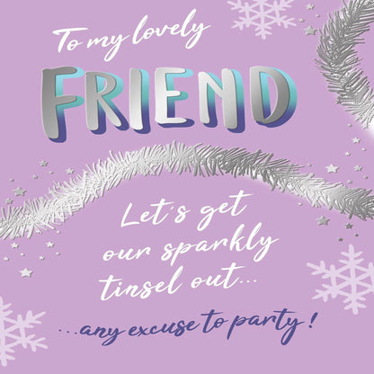 Piccadilly Greetings Funny Christmas Card for Friend    –      Tinsel Design     -     7    x    5   inches