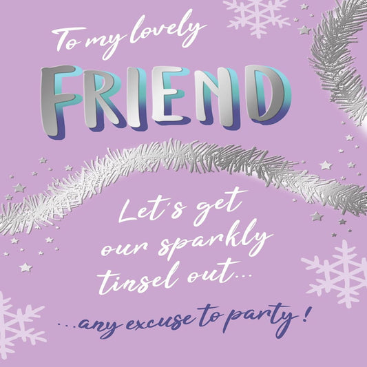 Piccadilly Greetings Funny Christmas Card for Friend    –      Tinsel Design     -     7    x    5   inches