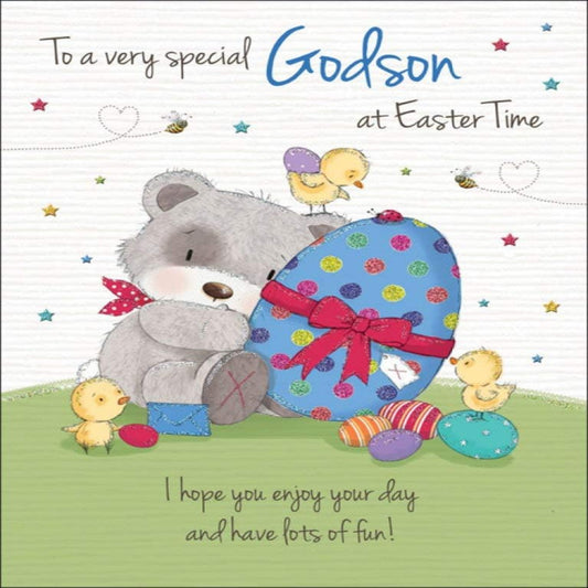 Piccadilly Greetings Godson Easter Card  –  Traditional Design   -   8 x 6 inches