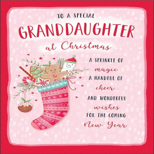 Piccadilly Greetings Granddaughter Christmas Card   –    Modern Design    -    9   x   6 inches