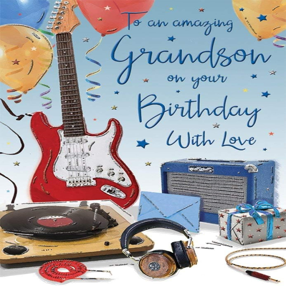 Piccadilly Greetings Grandson Birthday Card    -  yellow|brown|blue  -   9 x 6 inches