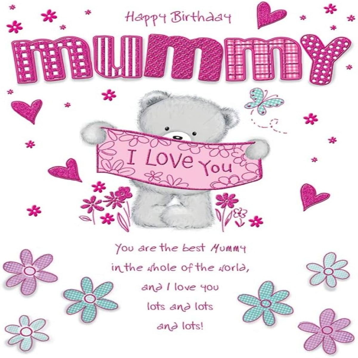 Piccadilly Greetings Happy Birthday Mummy Card Large Pink   -    9   x   6.25 inches