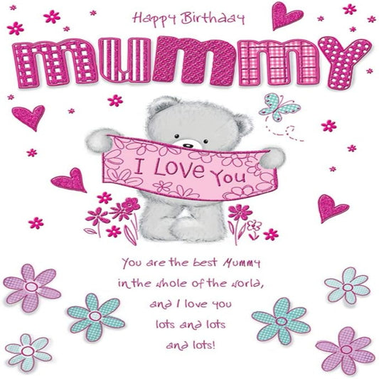 Piccadilly Greetings Happy Birthday Mummy Card Large Pink   -    9   x   6.25 inches