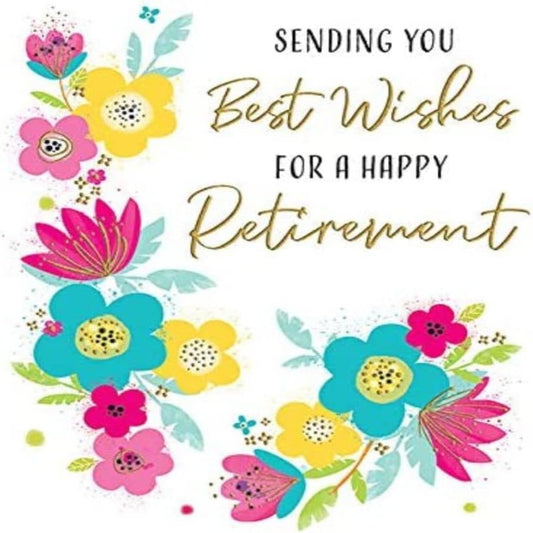 Piccadilly Greetings Happy Retirement Card  –  Modern Best Wishes   -  White   -  8 x 6 inches