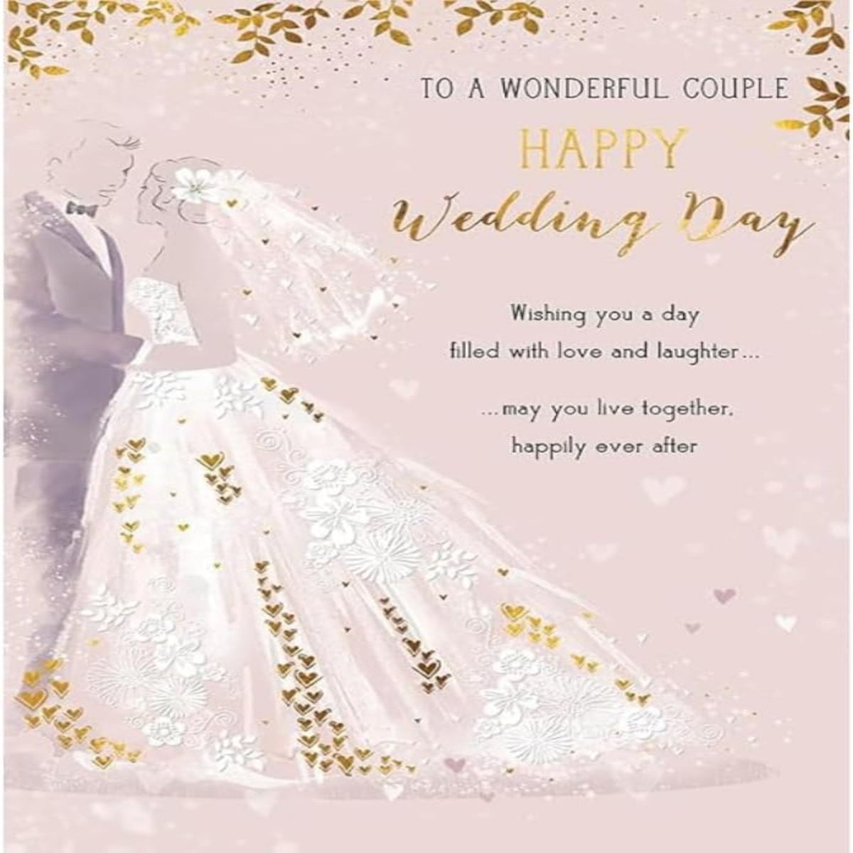 Piccadilly Greetings Happy Wedding Day Card for a Wonderful Couple  -  9 x 6 inches