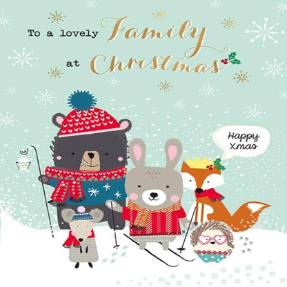 Piccadilly Greetings Lovely Family Christmas Card   –   Animal Skiers   -   8   x   6 inches