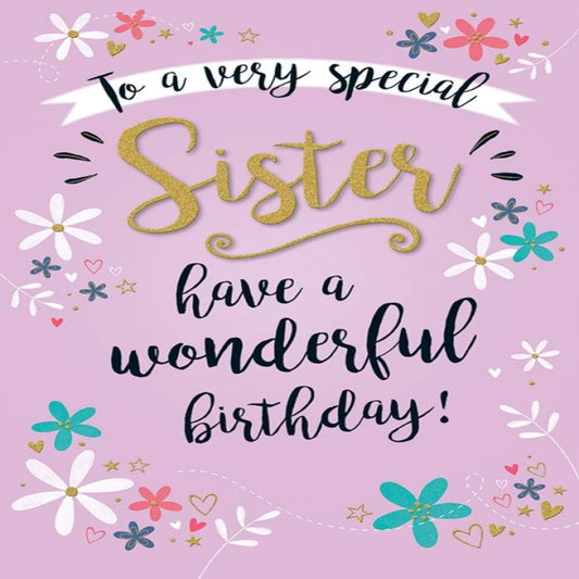Piccadilly Greetings Modern Birthday Card for Sister   -    9 x 6 inches