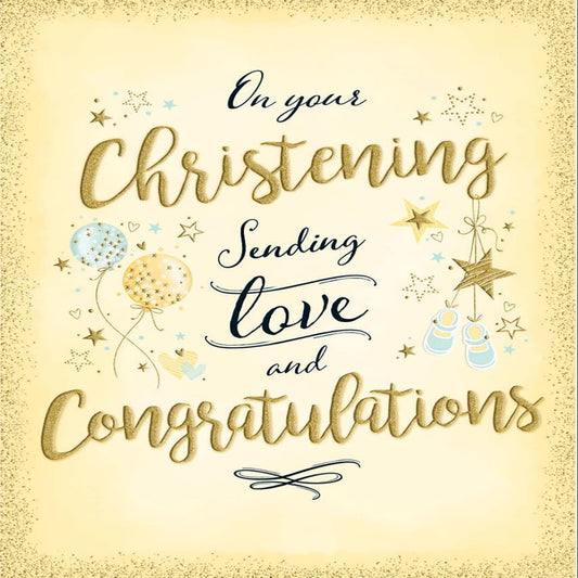 Piccadilly Greetings Modern Christening Card for Baby    -    8  x  6 inches