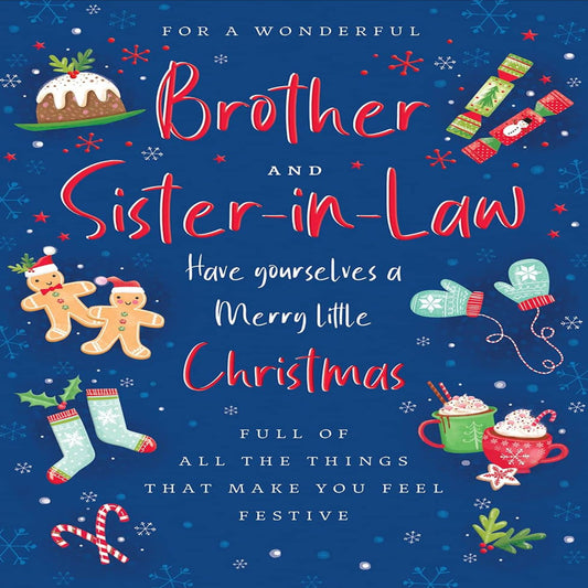 Piccadilly Greetings Modern Christmas Card for Brother & Sister-in-Law -  9 x 6 inches