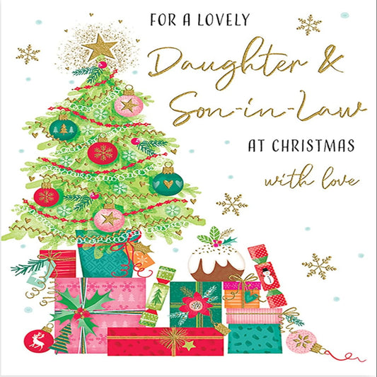 Piccadilly Greetings Modern Christmas Card for Daughter & Son-in-Law - 8 x 6 inches