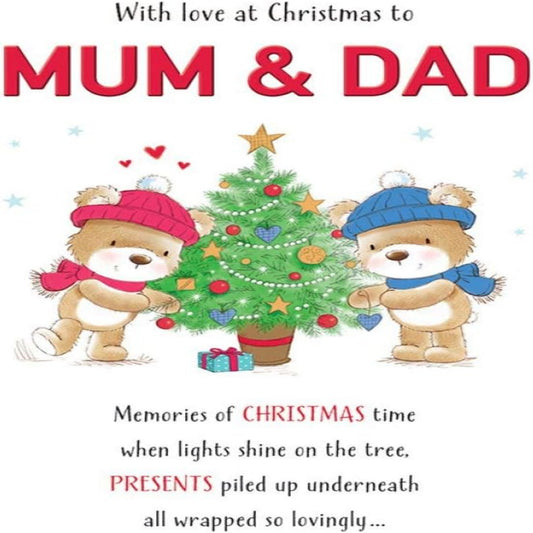 Piccadilly Greetings Mum and Dad Christmas Card – Cute Design   -  9 x 6 inches