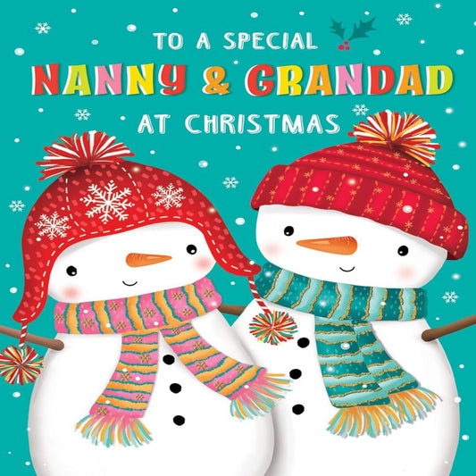 Piccadilly Greetings Nanny & Grandad Christmas Card – Big Snowmen - 9 x 6 inches