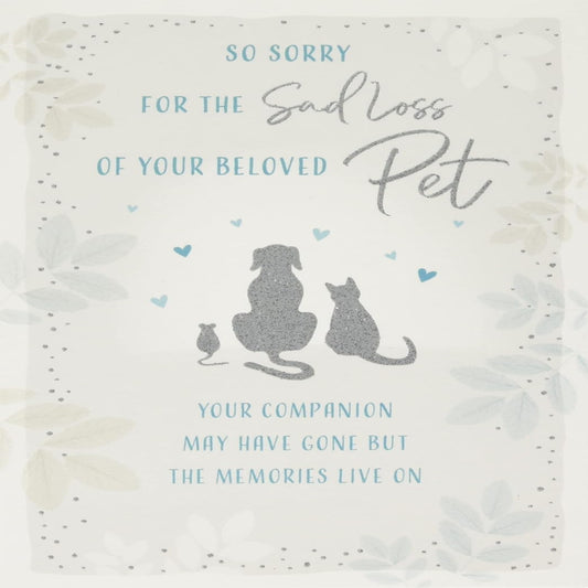 Piccadilly Greetings Pet Loss Sympathy Card   –    Sorry for Your Loss    -    7   x   5 inches