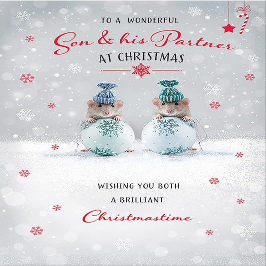 Piccadilly Greetings Son & Partner Photo Christmas Card  - 9 x 6 inches