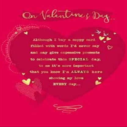 Piccadilly Greetings Sentimental Valentine's Day Card with Verse | Romantic Greeting Card   -   9 x 6 inches