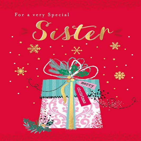 Piccadilly Greetings Special Sister Christmas Card   –   Gift Design    -    8   x   6  inches