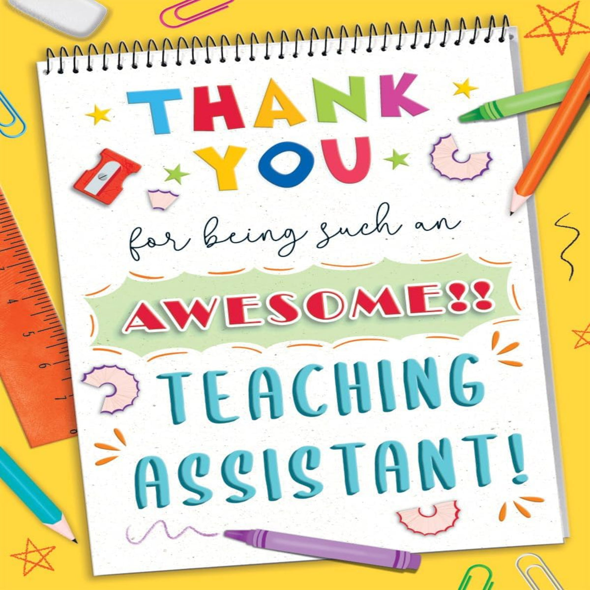 Piccadilly Greetings Thank You Teacher  -  Teaching Assistant Card with Notepad    -    8  x  6 inches