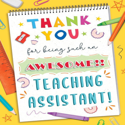 Piccadilly Greetings Thank You Teacher  -  Teaching Assistant Card with Notepad    -    8  x  6 inches