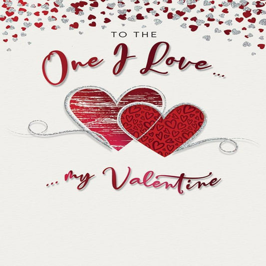 Piccadilly Greetings To The One I Love Valentine’s Day Card with Hearts  -  9 x 6 inches