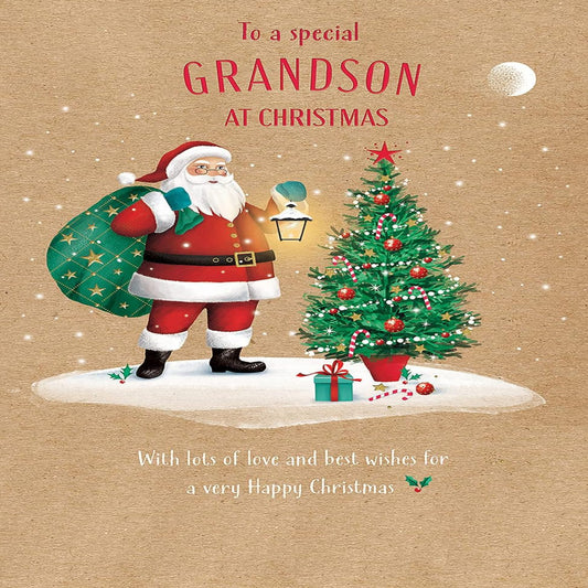 Piccadilly Greetings Traditional Christmas Card for Grandson   –  9 x 6 inches