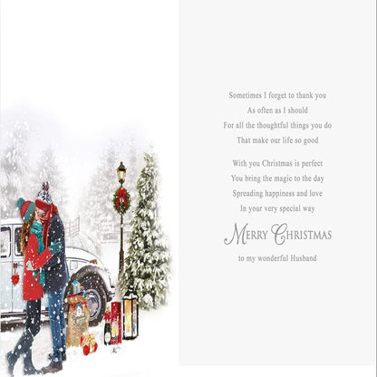 Piccadilly Greetings Traditional Christmas Card for Husband  –  9 x 6 inches