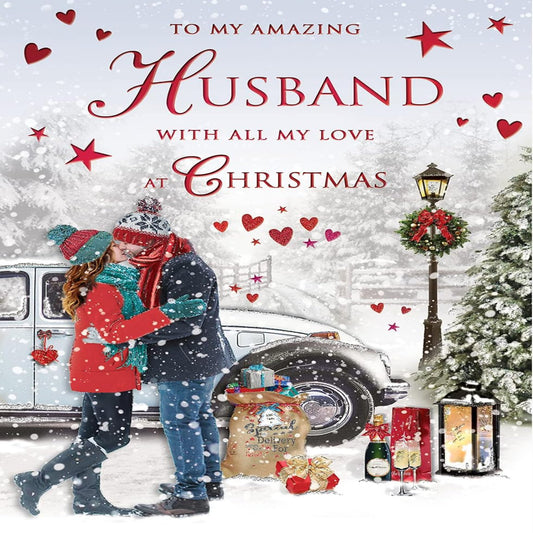 Piccadilly Greetings Traditional Christmas Card for Husband  –  9 x 6 inches