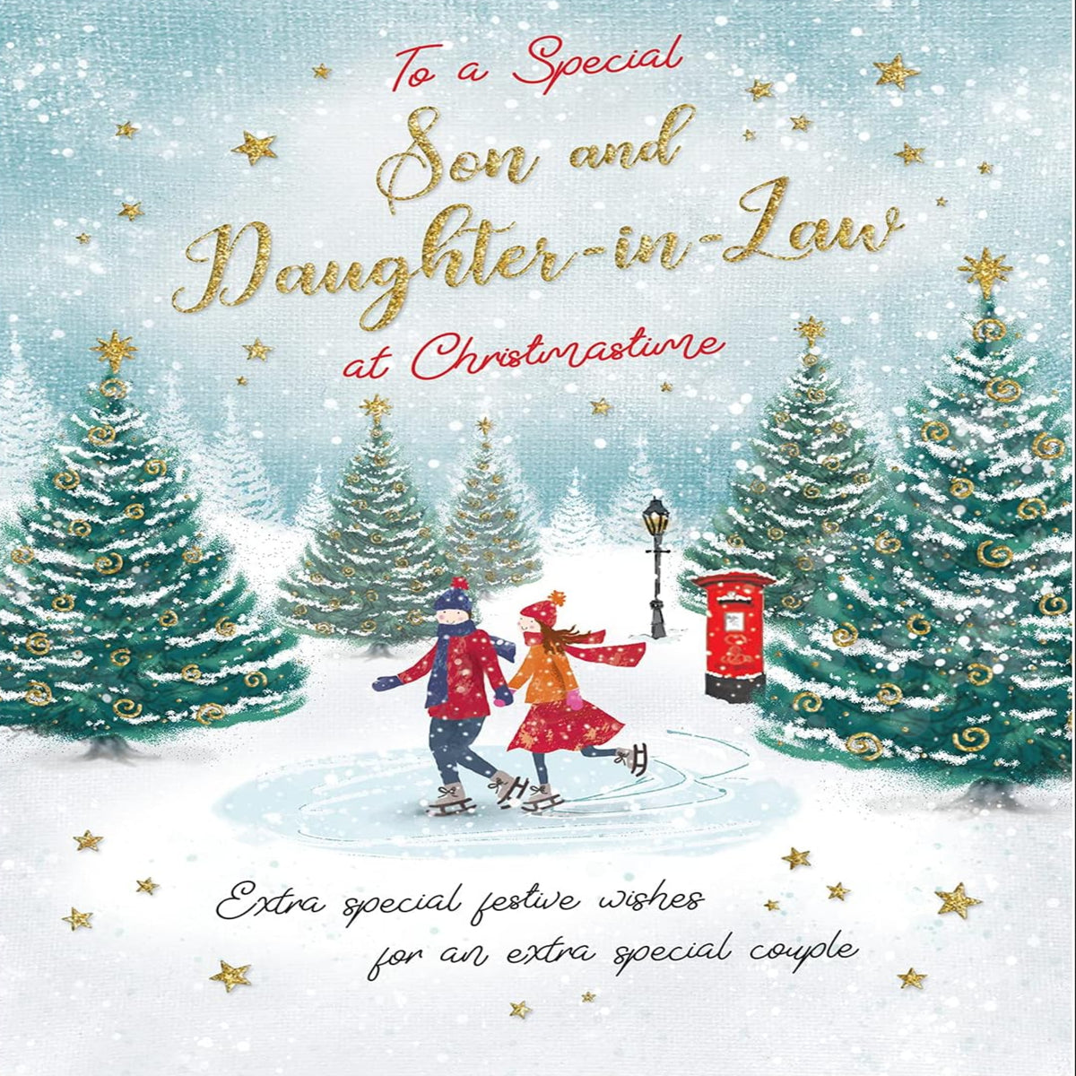 Piccadilly Greetings Traditional Son & Daughter-in-Law Christmas Card  -  8 x 6 inches