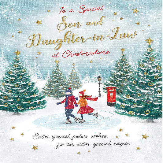 Piccadilly Greetings Traditional Son & Daughter-in-Law Christmas Card  -  8 x 6 inches
