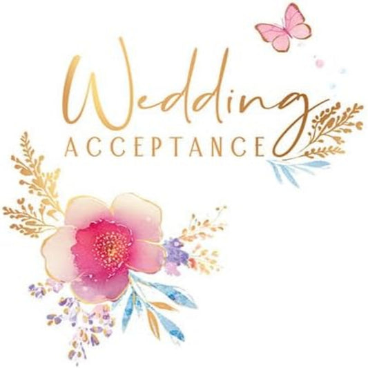 Piccadilly Greetings Wedding Acceptance Card | Floral Wedding Card    -   7  x  5 inches