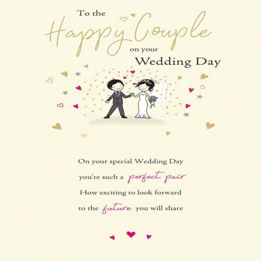 Piccadilly Greetings Wedding Card for Happy Couple   –   Elegant Congratulations Card   -   9 x 6 inches