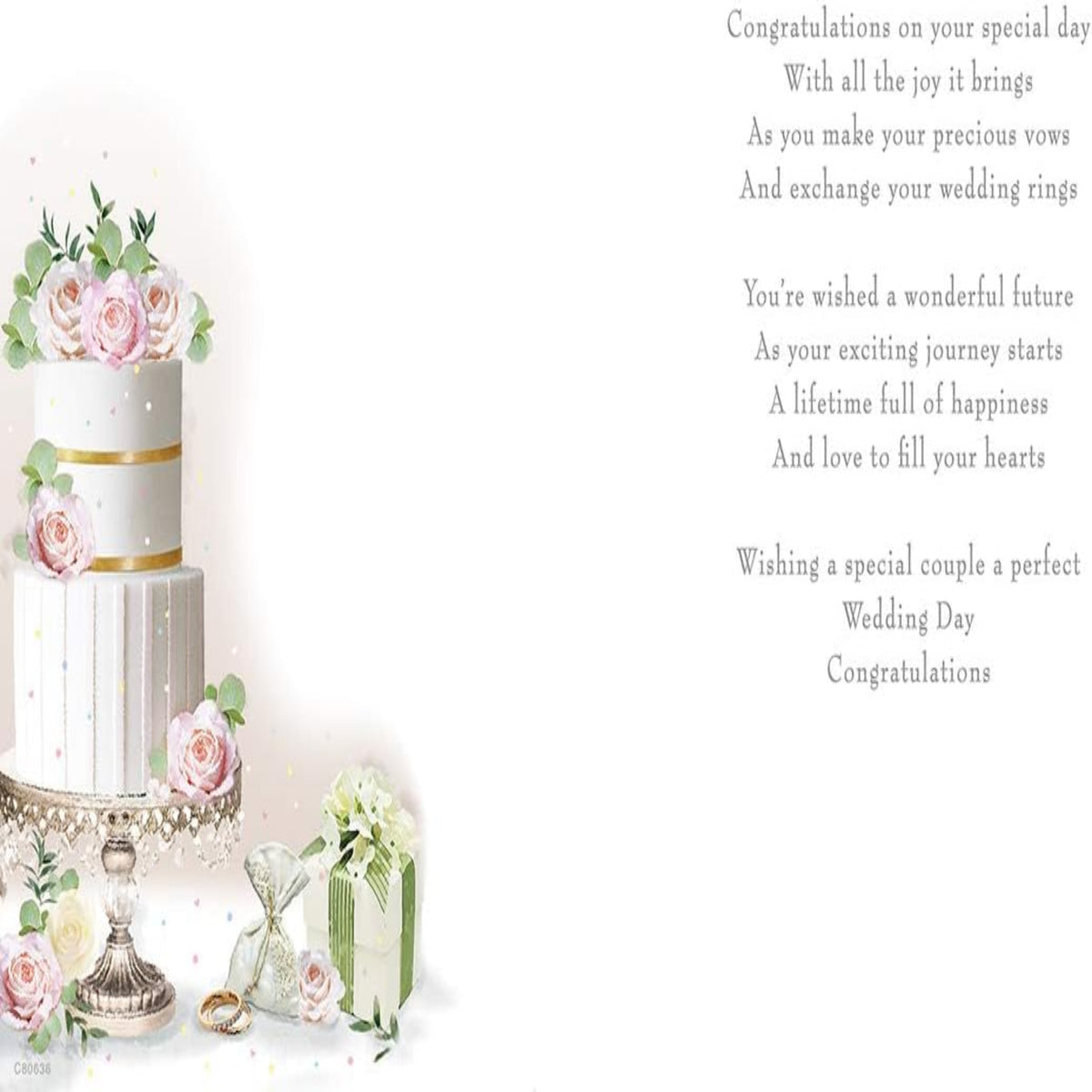 Piccadilly Greetings Wedding Congratulations Card  -   9 x 6 inches