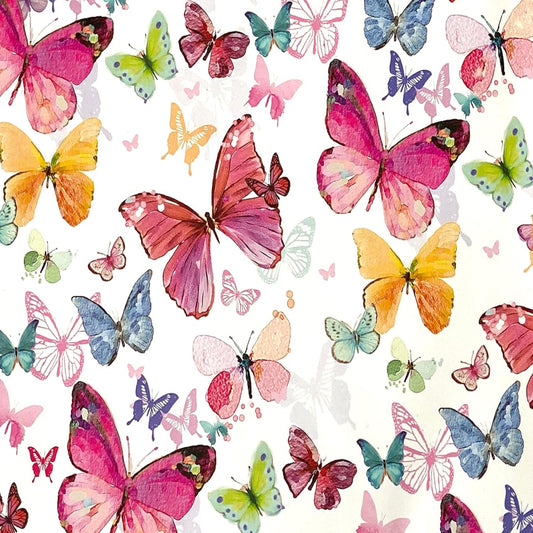 Pink Butterfly Birthday Gift Wrap Sheets with Tags  -  70cm  x  50cm