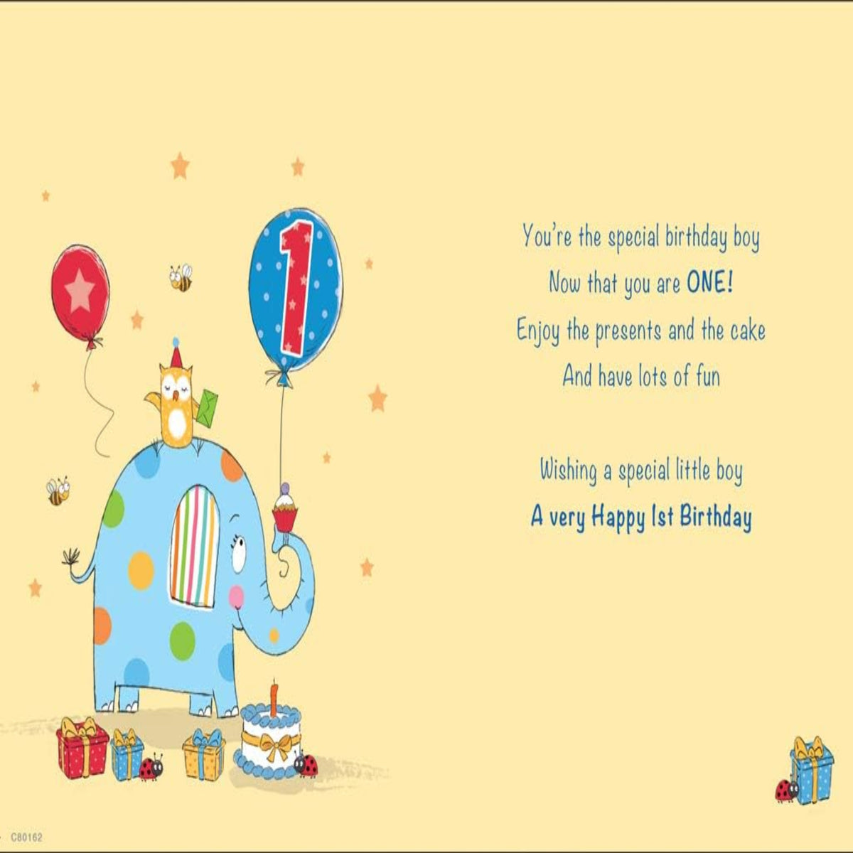Regal Publishing 1st Birthday Card for Boy | Age 1 Greeting Card   -   8 x 6 inches