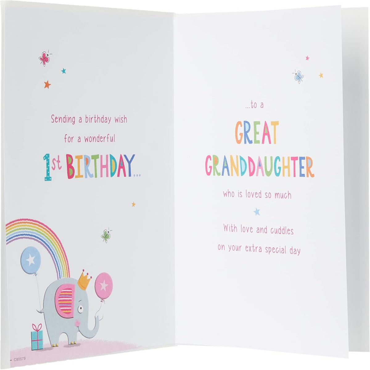 Regal Publishing 1st Birthday Card for Great Granddaughter | Cute Age One Birthday Card   -    yellow|white|red|silver|blue|pink  -    9 x 6 inches