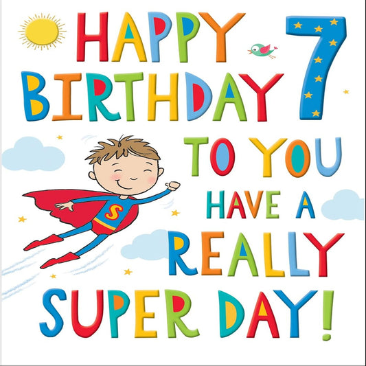 Regal Publishing 7th Birthday Card for Boy   -    8 x 6 inches