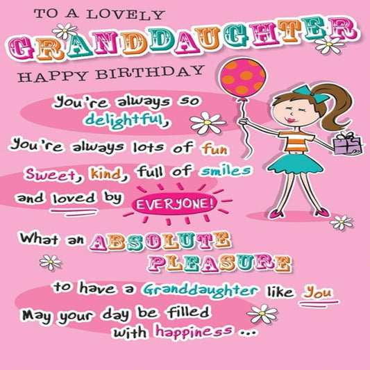 Regal Publishing Birthday Card for Granddaughter   -   9 x 6 inches
