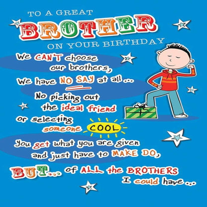 Regal Publishing Brother Birthday Card   -   9 x 6 inches