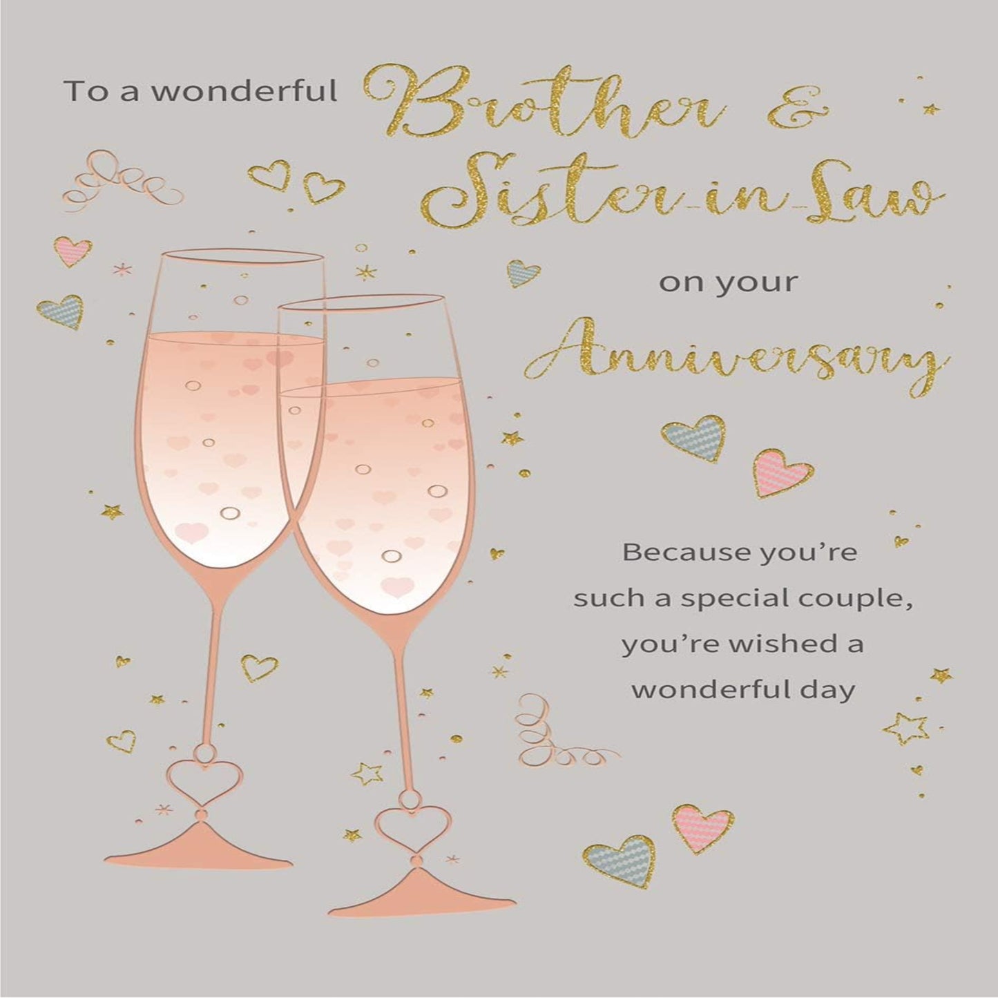 Regal Publishing Brother & Sister-in-Law Anniversary Card Beige -  9 x 6 inches